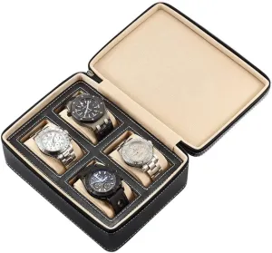 with Zipper Classic Multi-Functional Bracelet Display Case 4 Slots Leather garbage enterprise venom gibbon lightweight imminent Watch Box Bracelet Necklace Storage Organizer 
