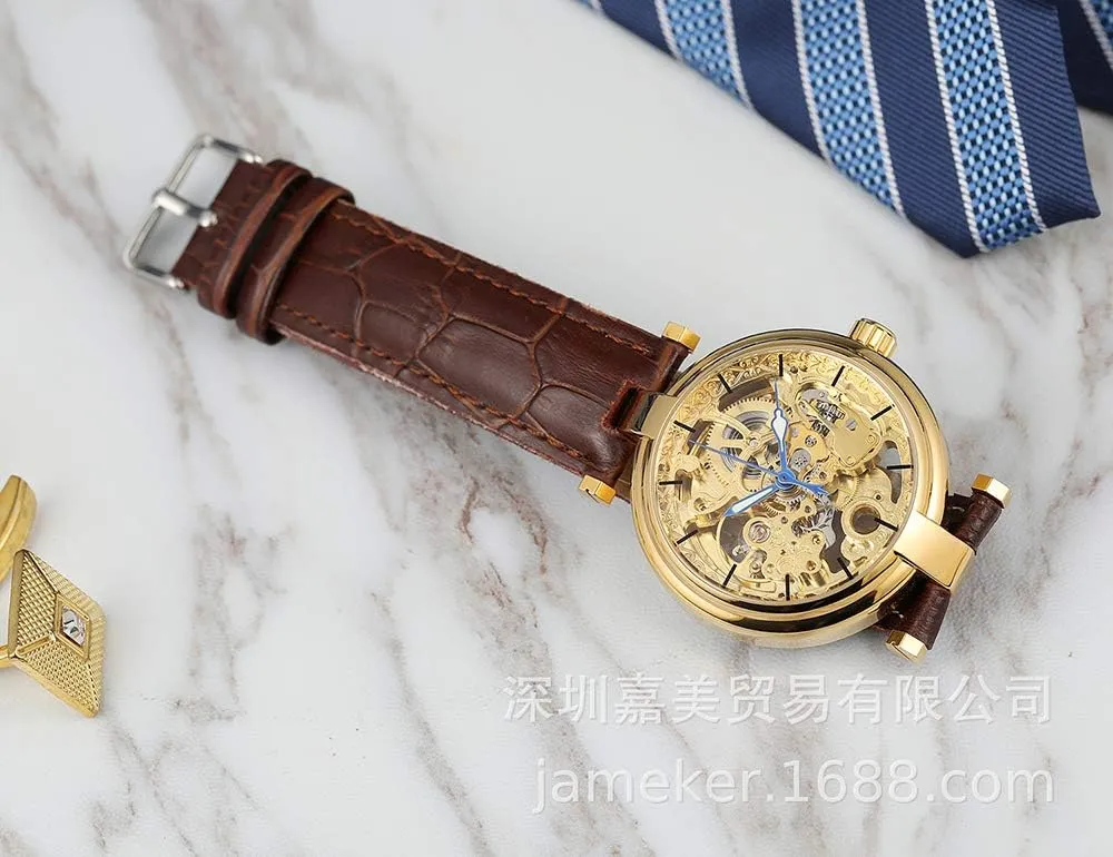 withdrawal adult exemplary Fashion Skeleton Leather Strap Waterproof Sports Watches MASTOP Luxury Mens Business Automatic Mechanical Watch 