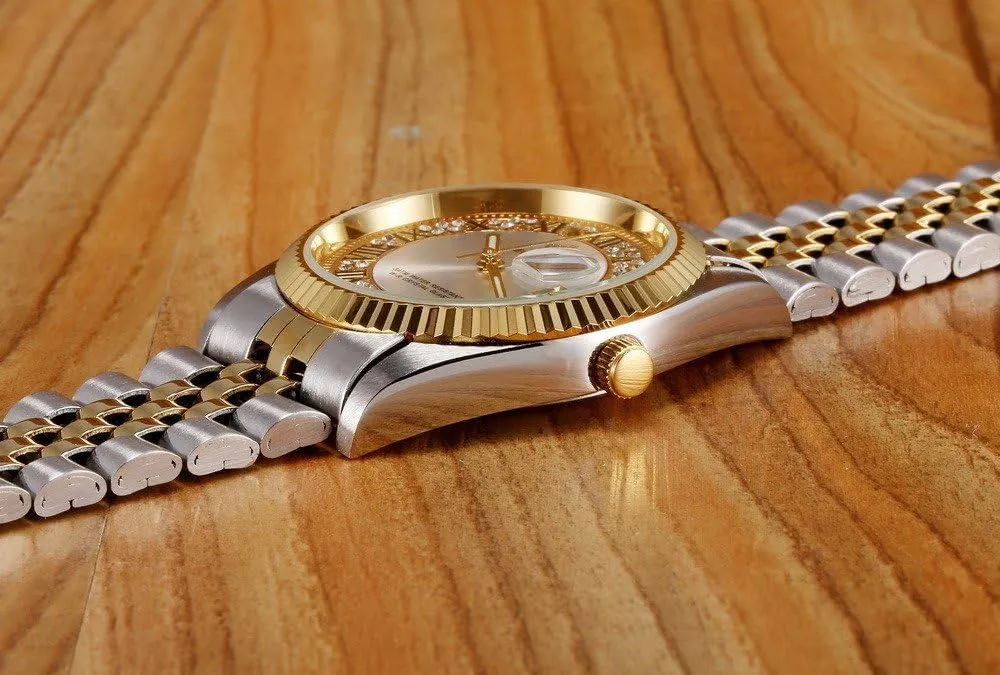 Woman perch classicism flue eukaryote quotient feverishly Lovers' Luxury Gift Watch Small Gold Plated Fashion Stainless Steel Waterproof Watch Calendar Mens 