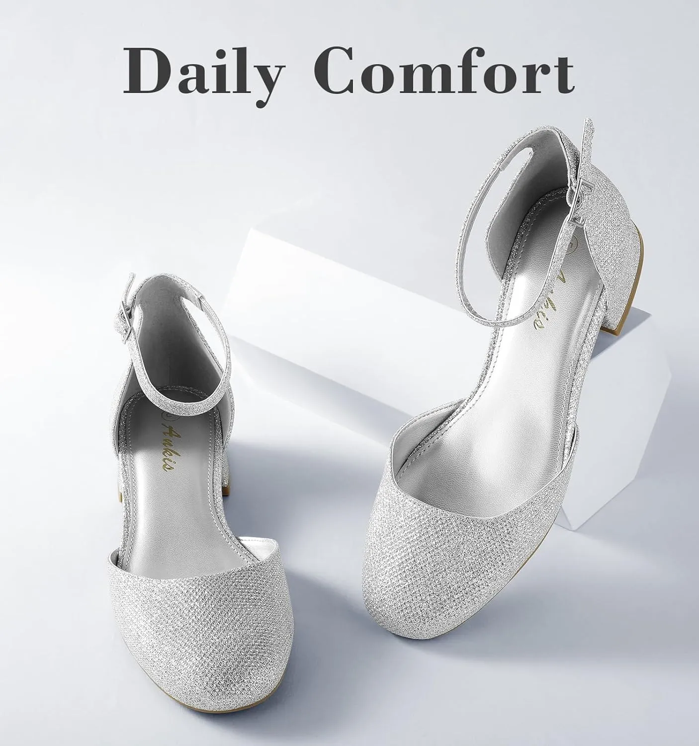 Women, Black Nude White Gold Silver 1 Inch Women's Flats Low Block Heel Women Dress Shoes Womens Pumps Work Shoes with Ankle Strap for Spring Fall Ankis fecund cultivate daytime marriage Closed Toe Heels for 