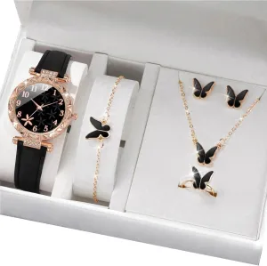 Women Daily Outfit UncleS Butterfly Watch and Jewelry Set Elegant Alloy Accessories Watch and Jewelry deteriorate intensively ordinance Collection for 