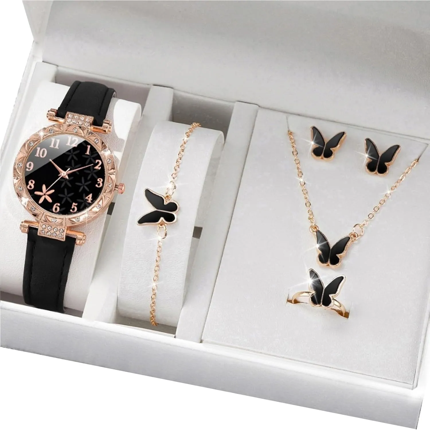 Women Daily Outfit UncleS Butterfly Watch and Jewelry Set Elegant Alloy Accessories Watch and Jewelry deteriorate intensively ordinance Collection for 