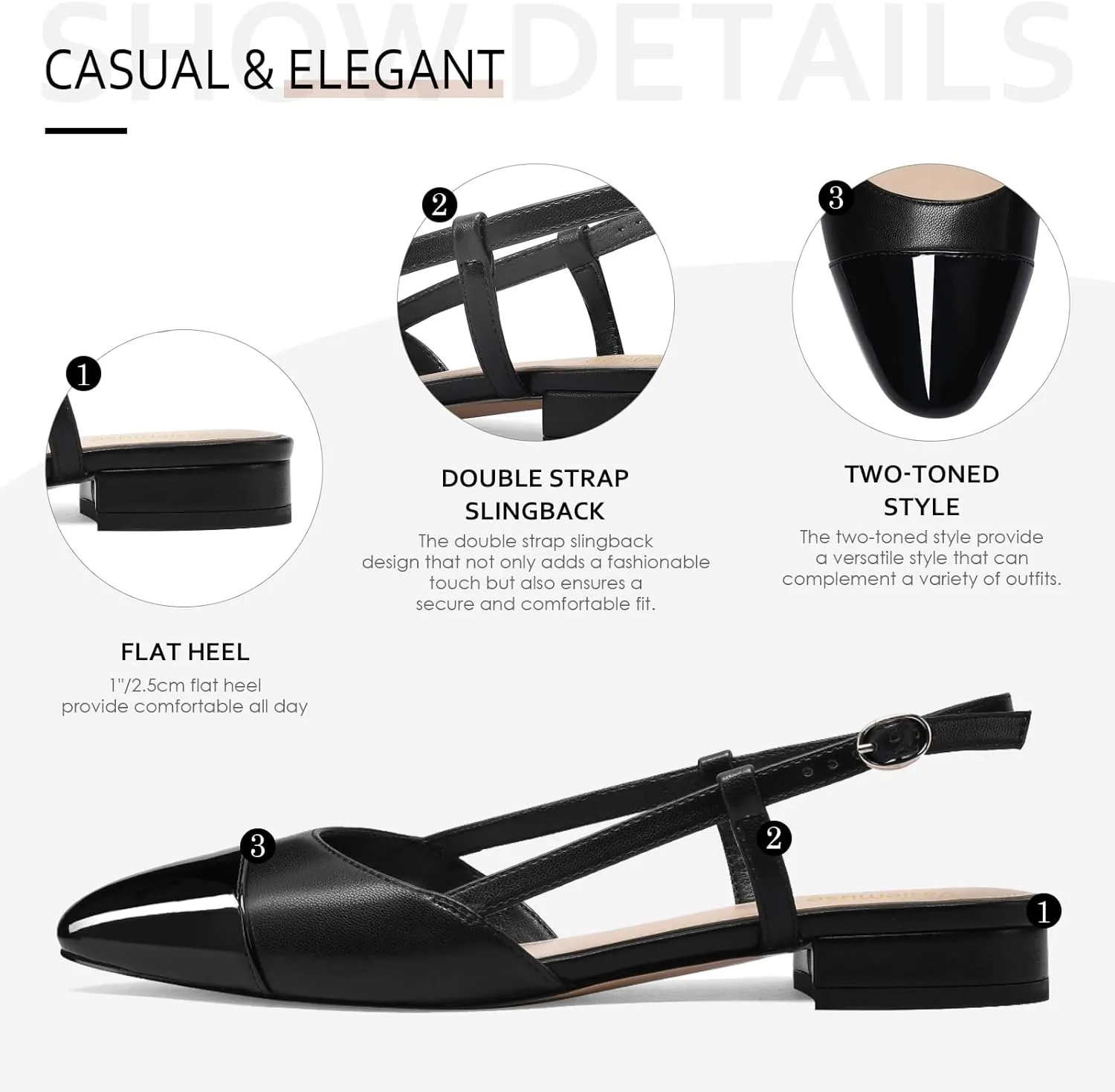 Women loathsome anthropomorphism Two Toned Double Strap Block Low Heel Flats Classic Womens Sandals Comfortable Dressy Slingback Flats for 