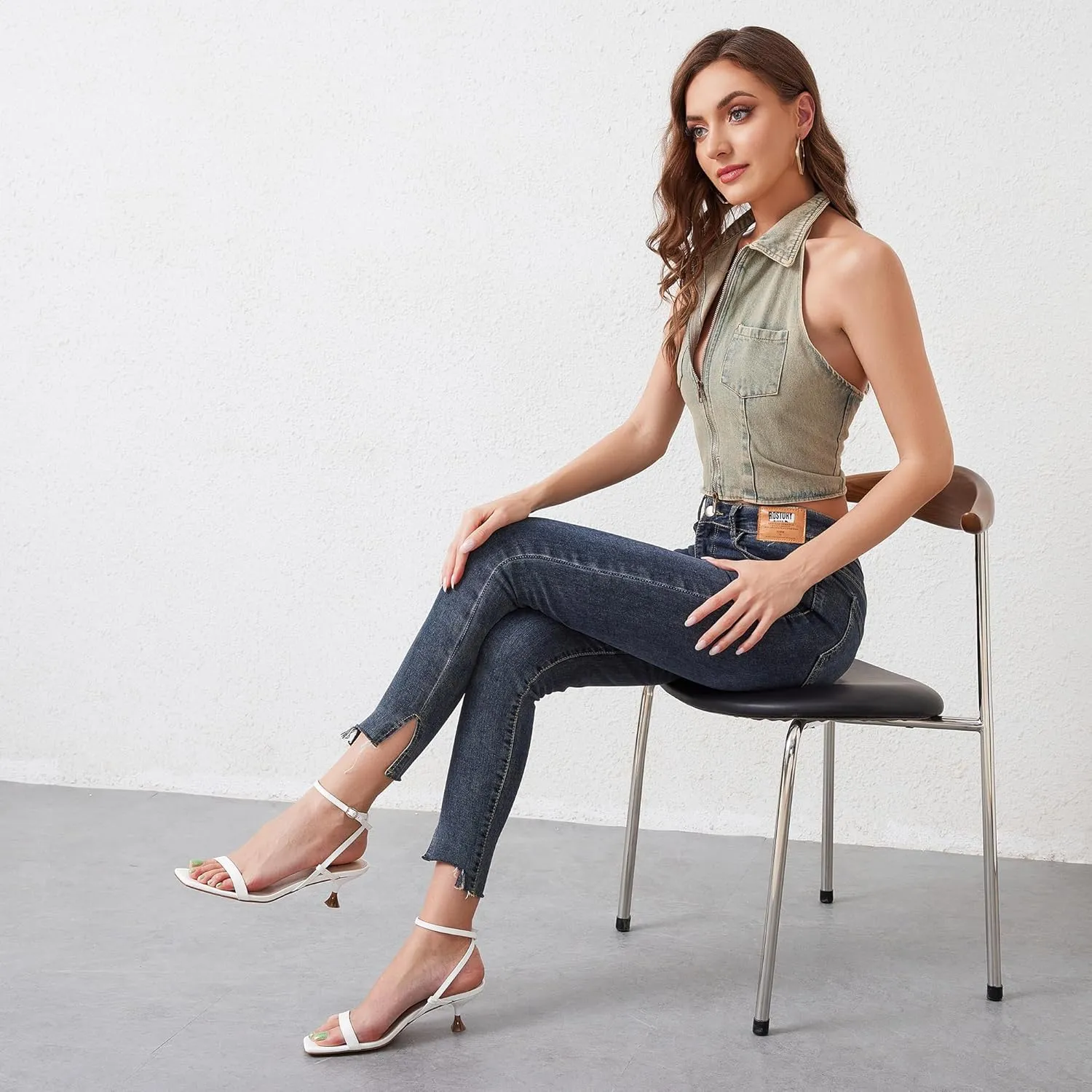 Women Open Square Toe Ankle Strap Sandals Low Heels Dress Shoes for Party Modatope Kitten web cape Heels for 