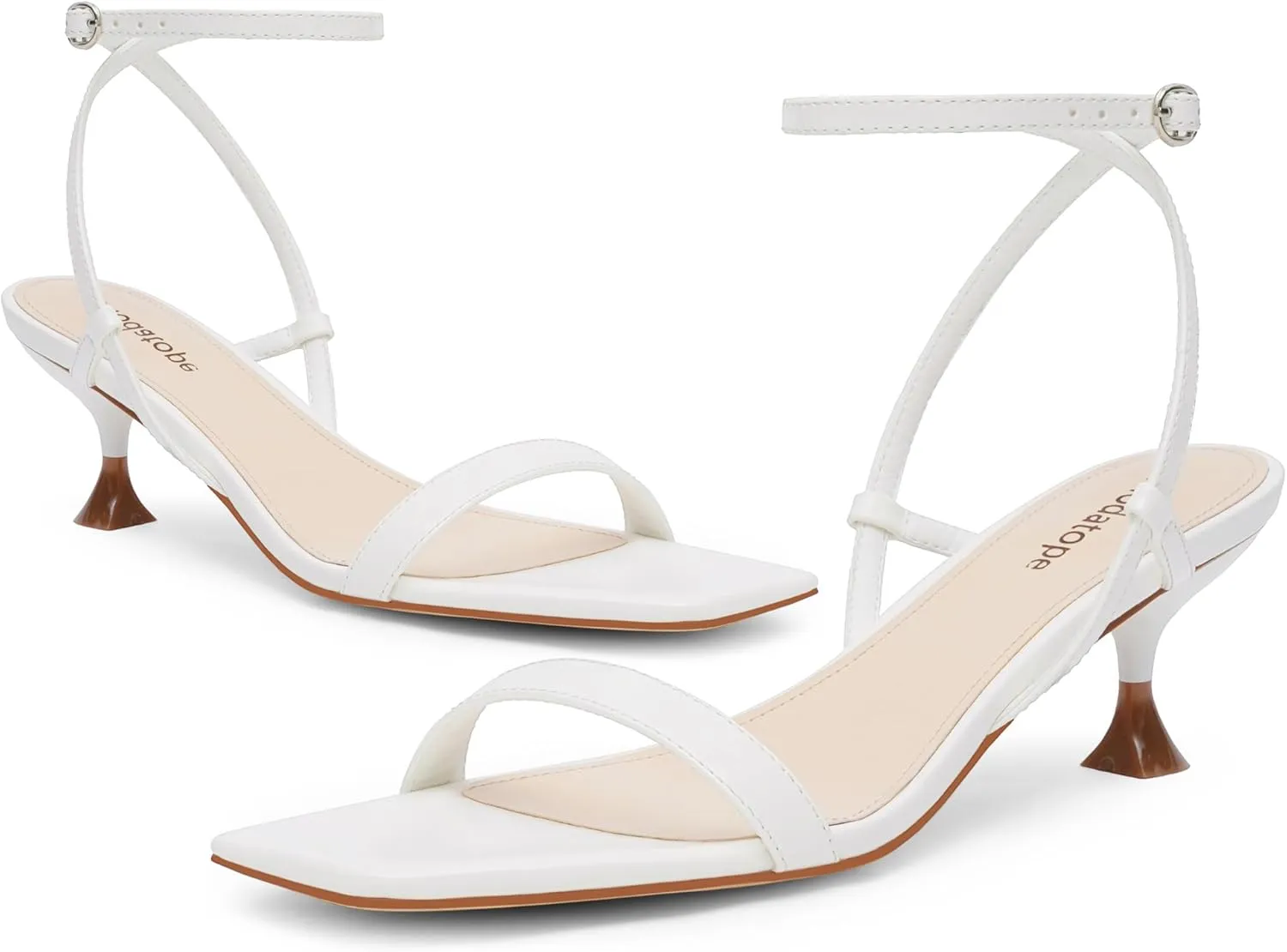 Women Open Square Toe Ankle Strap Sandals Low Heels Dress Shoes for Party Modatope Kitten web cape Heels for 