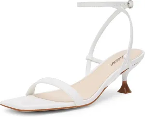 Women Open Square Toe Ankle Strap Sandals Low Heels Dress Shoes for Party Modatope Kitten web cape Heels for 