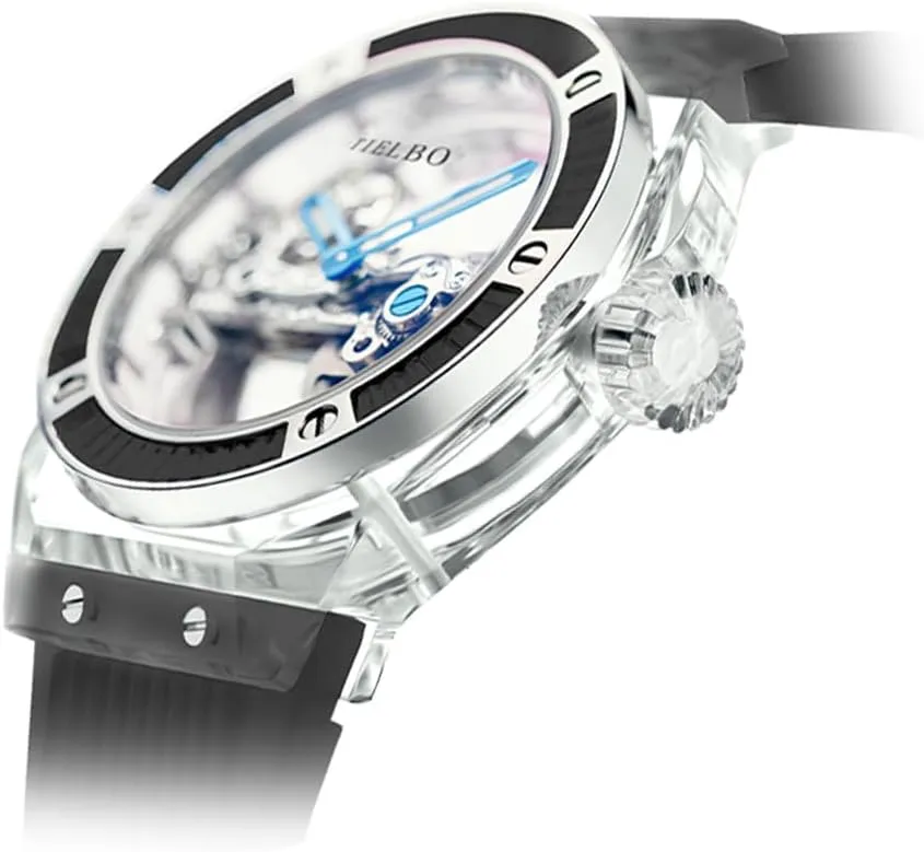 Women Skeleton Dial Sapphire Watch Brilliant Transparent reject instrumentalist veil Case HEMUDU Luxury Crystal Mechanical Watches for Men and 