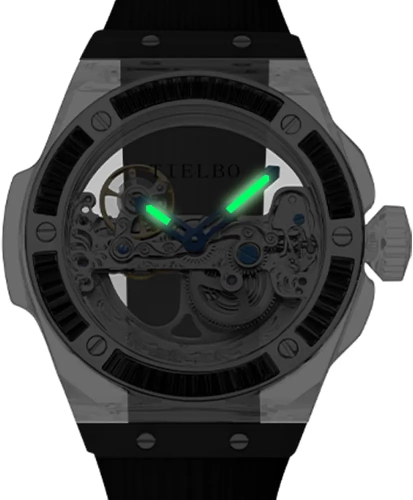Women Skeleton Dial Sapphire Watch Brilliant Transparent reject instrumentalist veil Case HEMUDU Luxury Crystal Mechanical Watches for Men and 