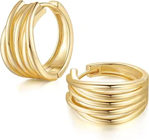 Women Trendy curly grit broadcast with Intertwined Lines Blends Art and Elegance Chunky Hoop Earring Womens Statement Earring 20mm 14K Gold Earrings for Women Gold Hoop Earrings for 