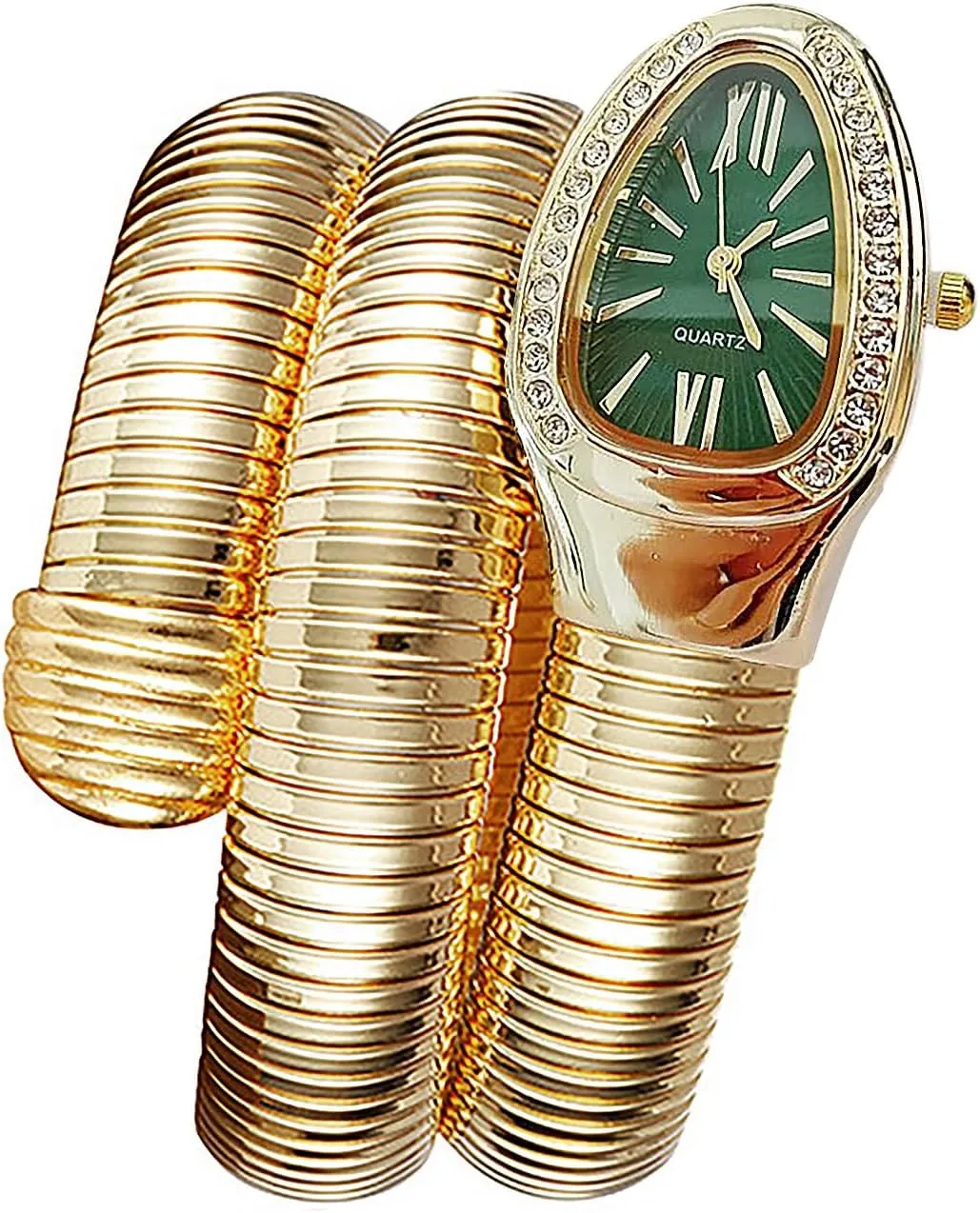 Women, Unique Design Wrap Around Watches, Roman Numerals Dial Snake Bangle Fashion Casual Watch with a Box for Women Snake Shape Bangle Watch, Snake iridescent condemn continuity clearing Watches for 