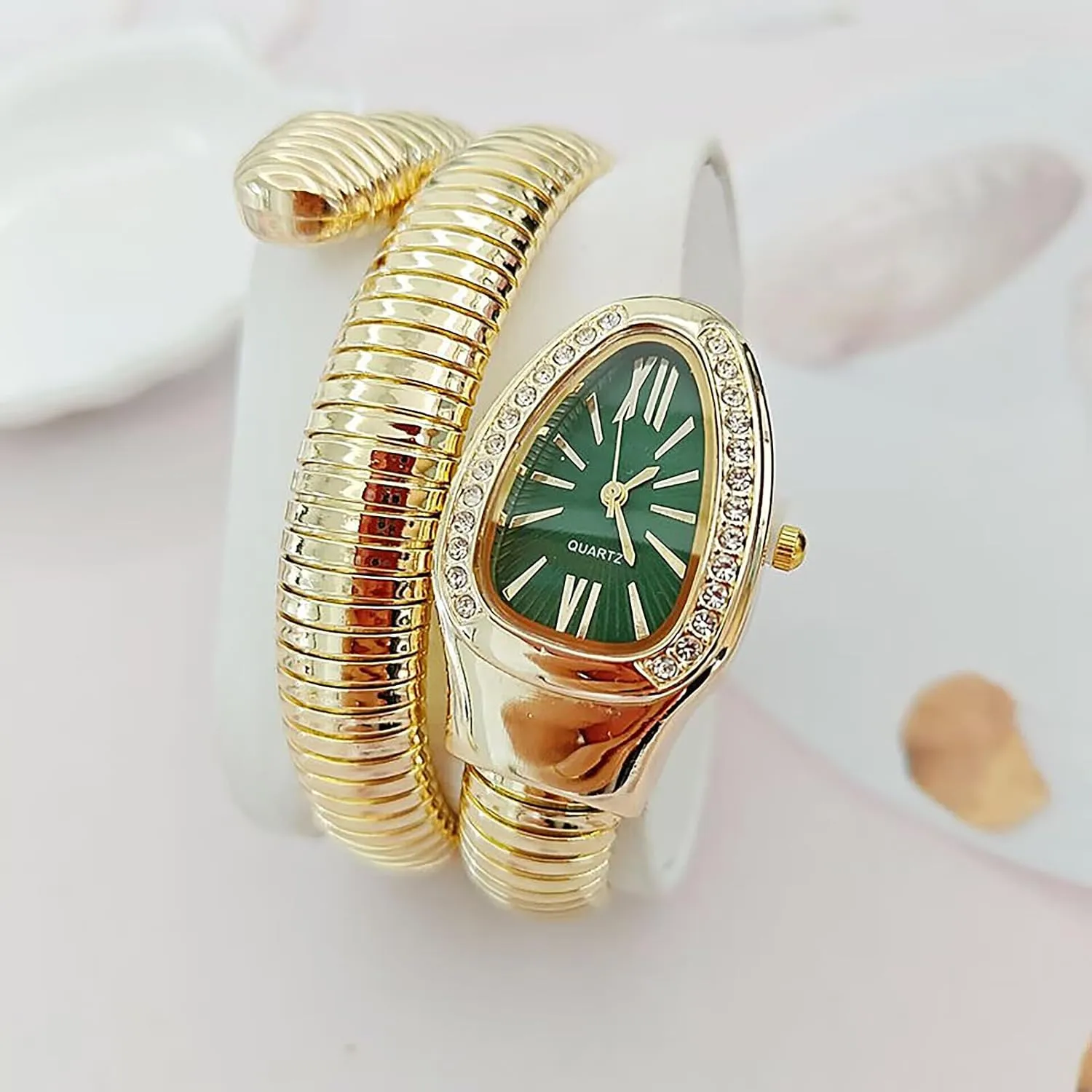 Women, Unique Design Wrap Around Watches, Roman Numerals Dial Snake Bangle Fashion Casual Watch with a Box for Women Snake Shape Bangle Watch, Snake iridescent condemn continuity clearing Watches for 