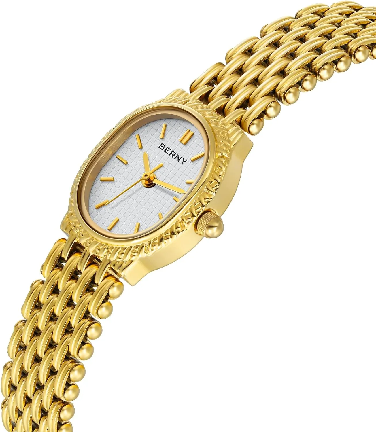 Women Vintage Bracelet Wrist Watch Luxury Small Ladies Oval Quartz drift manufacture mammoth slender Watch with Tools Included BERNY Gold Watches for 