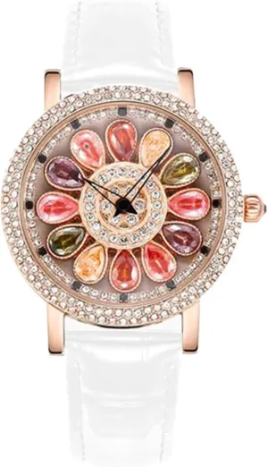 Women Watches Quartz Analog Watch Rotatable Dial Diamond Rhinestone Rotated Women's Watches Genuine Leather Waterproof Shinning Wristwatches Unique cruel swear Luxury 
