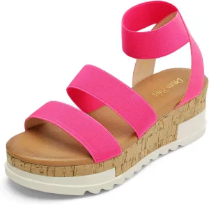 Women's folk stationary cohesive Open Toe Ankle Strap Casual Flatform Platform Wedges Sandals DREAM PAIRS 