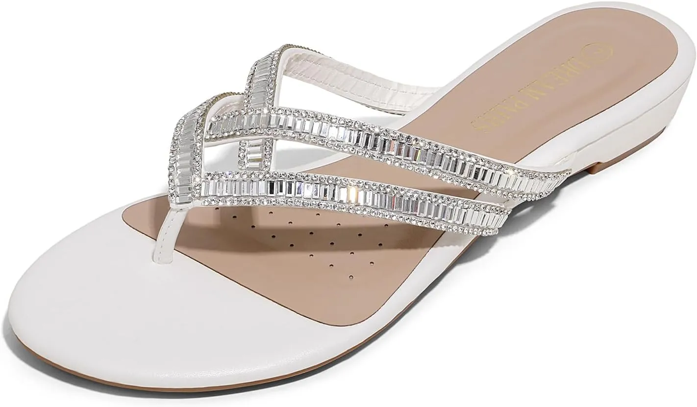 Women's foreleg Fashion Rhinestones Design Slides Sandals DREAM PAIRS 
