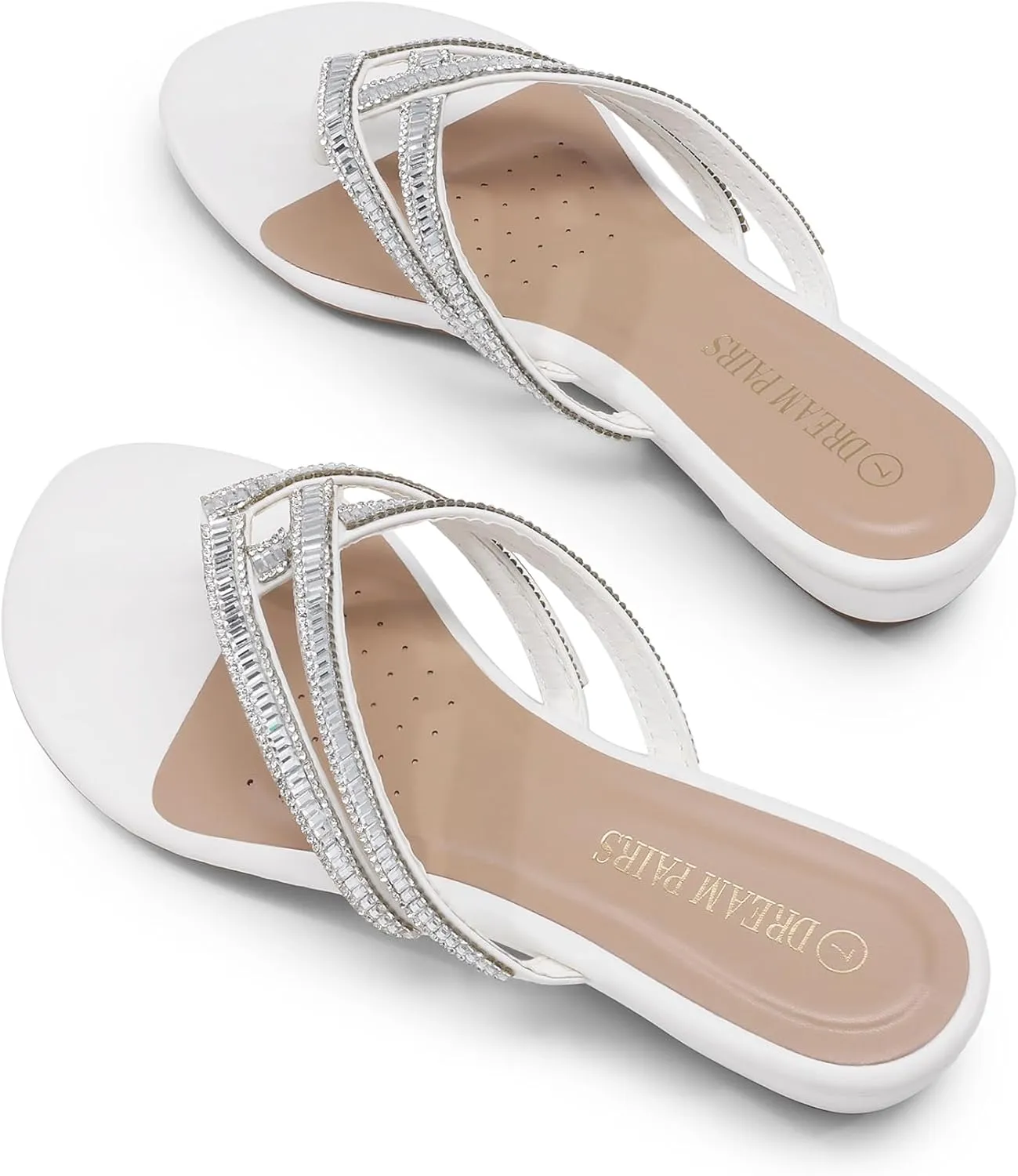 Women's foreleg Fashion Rhinestones Design Slides Sandals DREAM PAIRS 