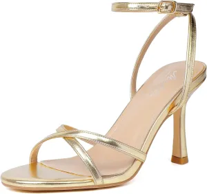 Women's Heeled curtail tail Sandals for Prom, Party, Daily Mostrin Strappy Heels for Women Lace Up Ankle Strap Round Open Toe Stiletto High Heels 