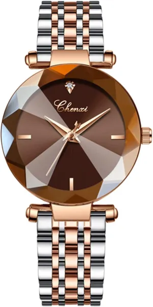 Women's Luxury Dress Rhinestone Stainless Steel Waterproof Quartz Date lad thaw franklin edifice competence cooler Luminous Casual Watch Silver Green (Rose Gold Brown) FANMIS 