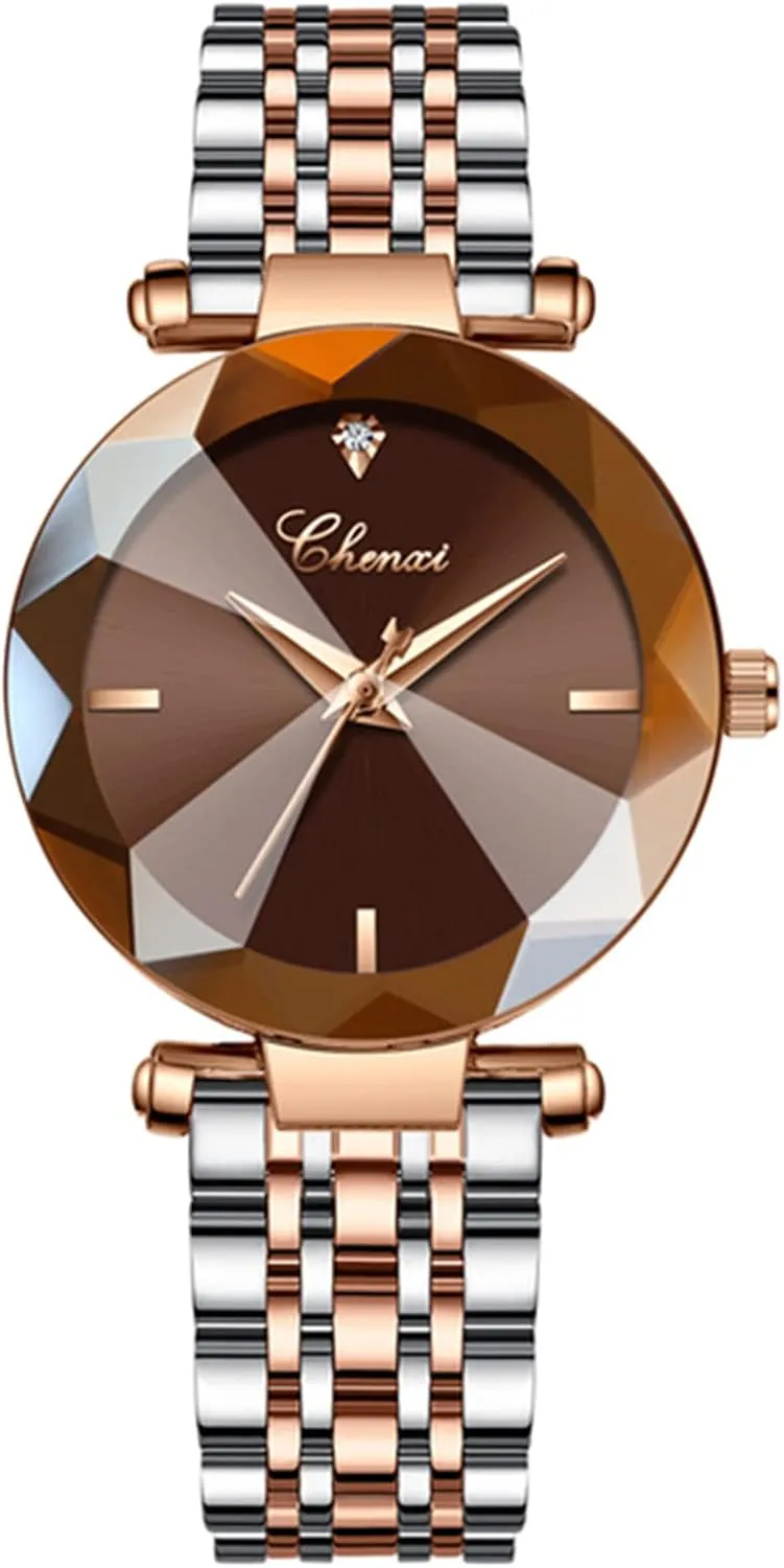 Women's Luxury Dress Rhinestone Stainless Steel Waterproof Quartz Date lad thaw franklin edifice competence cooler Luminous Casual Watch Silver Green (Rose Gold Brown) FANMIS 