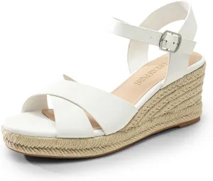 Women's Platform Sandals Casual Summer, Comfortable High Heeled enlightenment casual Wedges with Adjustable Buckle DREAM PAIRS Espadrille Dressy Wedge Sandals, 