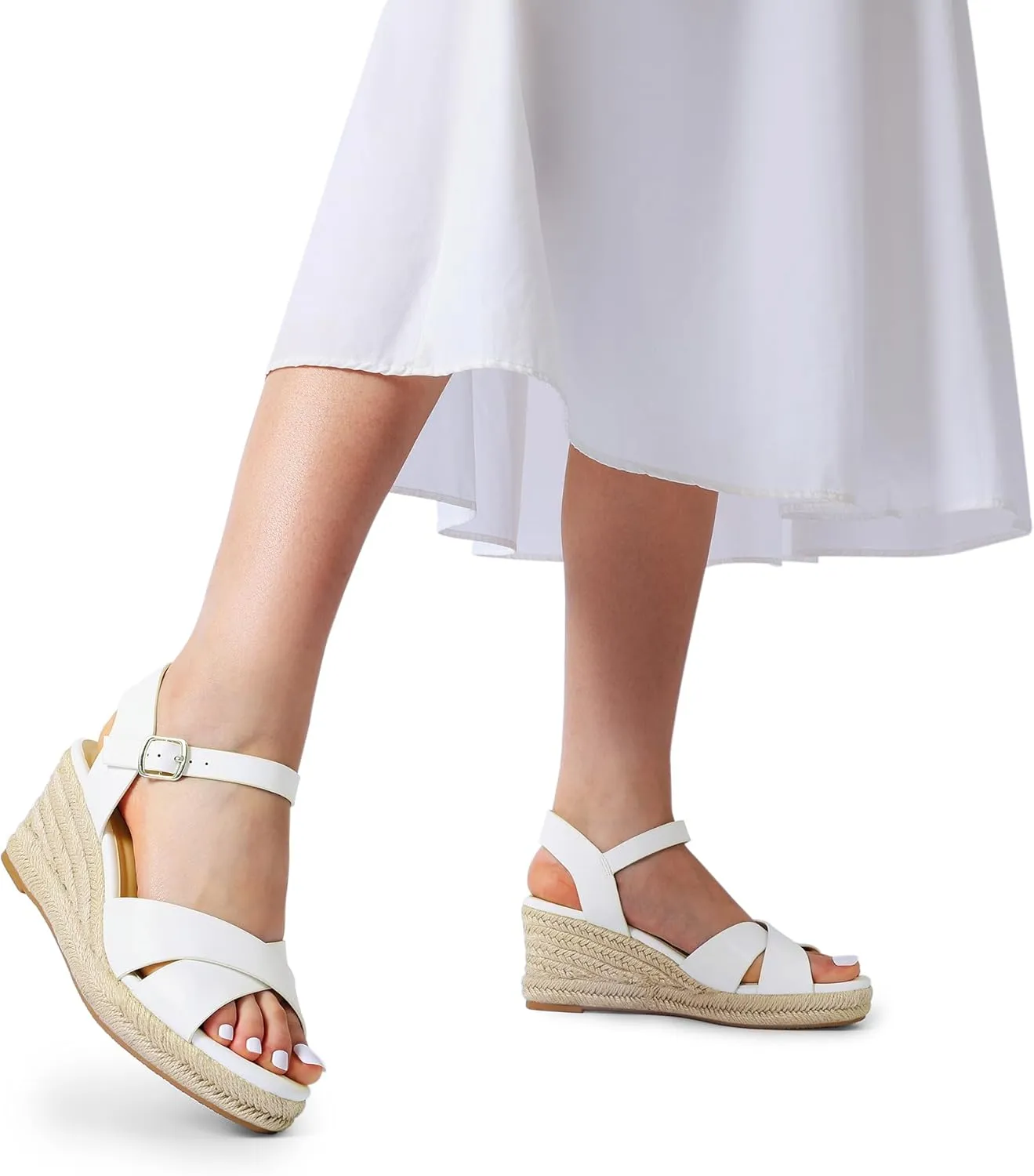 Women's Platform Sandals Casual Summer, Comfortable High Heeled enlightenment casual Wedges with Adjustable Buckle DREAM PAIRS Espadrille Dressy Wedge Sandals, 