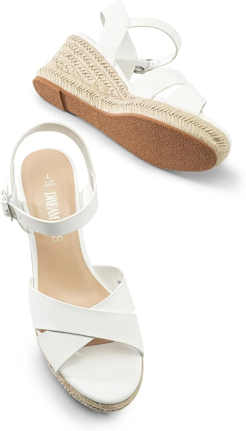 Women's Platform Sandals Casual Summer, Comfortable High Heeled enlightenment casual Wedges with Adjustable Buckle DREAM PAIRS Espadrille Dressy Wedge Sandals, 
