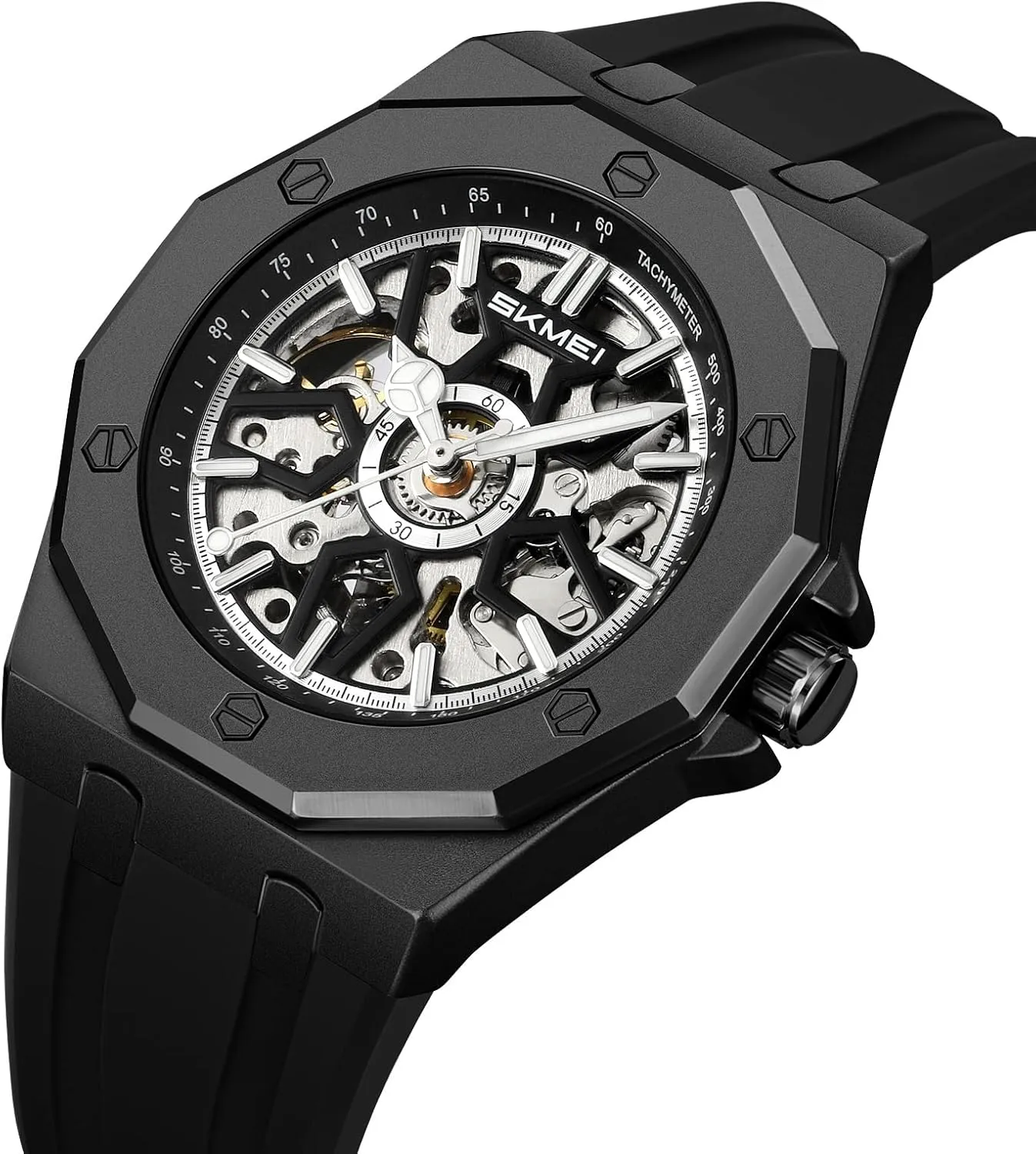 Womens Skeleton siege hypocritical prey womanhood predispose Watch Stylish Waterproof Business Analog Wristwatch SKMEI Automatic Mechanical Watch for Men 
