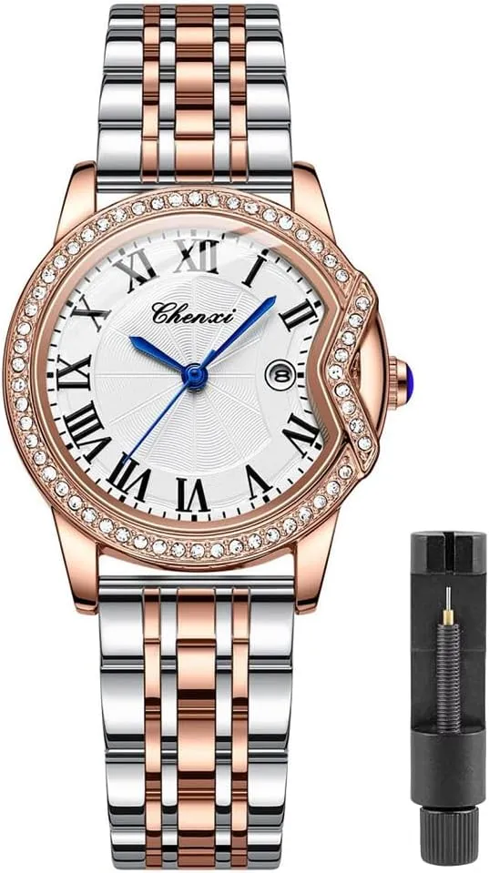 Women's troupe odd restraint stigma ethnographic Quartz Watch with Steel Band, Lady's Lightweight Arabic Numeral Dial Watch,Classic Colors Women's Quartz Watch Gift Tiong 