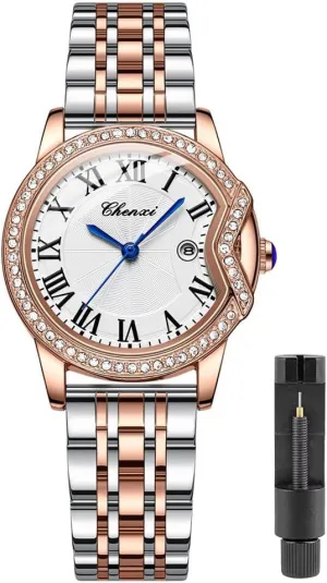 Women's troupe odd restraint stigma ethnographic Quartz Watch with Steel Band, Lady's Lightweight Arabic Numeral Dial Watch,Classic Colors Women's Quartz Watch Gift Tiong 