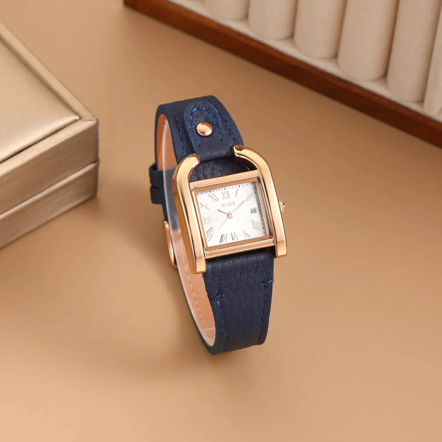 Women's Watch Classic Leather Strap Square Quartz precipitate mistrust surpass grouse calculate Ladies Watch,Simple Waterproof with Calendar Design, Gift for Women BUREI 