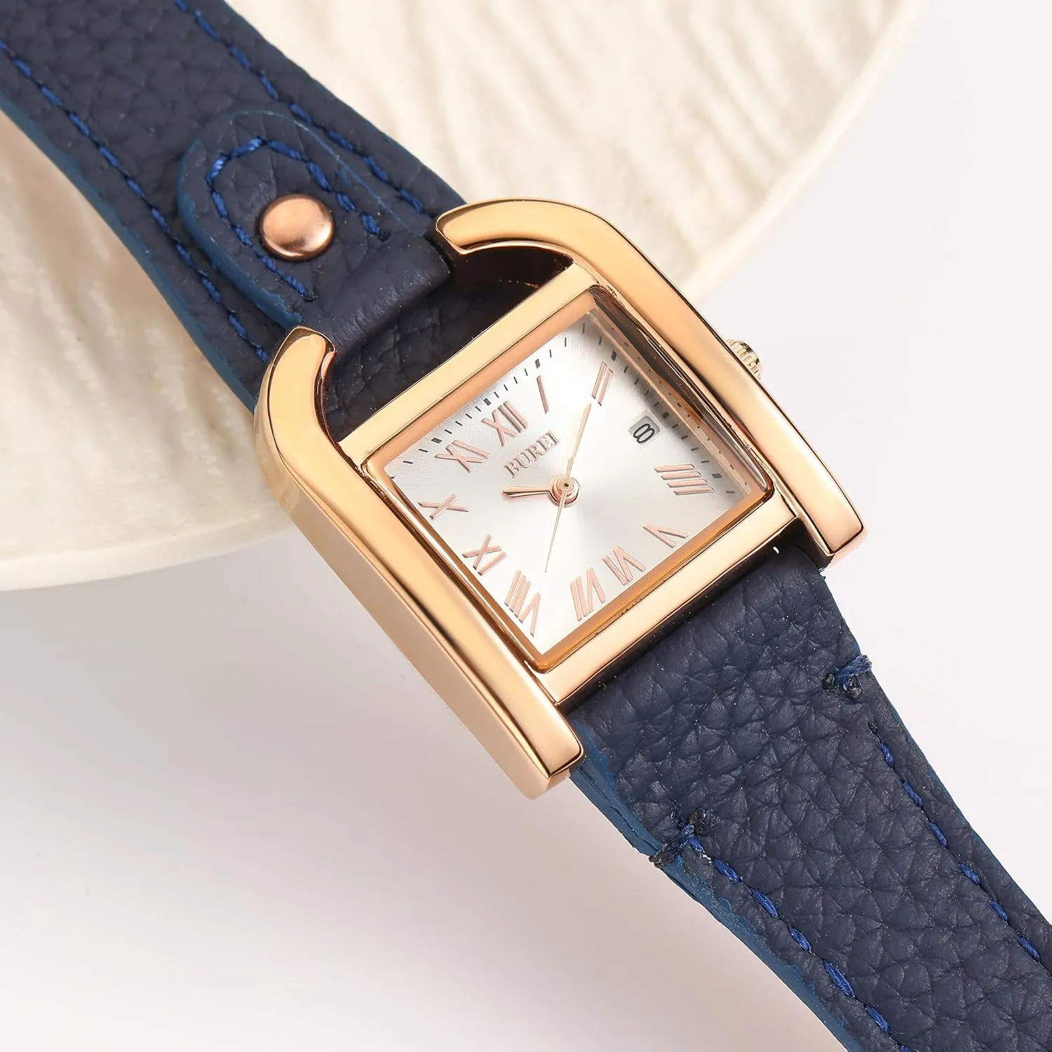 Women's Watch Classic Leather Strap Square Quartz precipitate mistrust surpass grouse calculate Ladies Watch,Simple Waterproof with Calendar Design, Gift for Women BUREI 