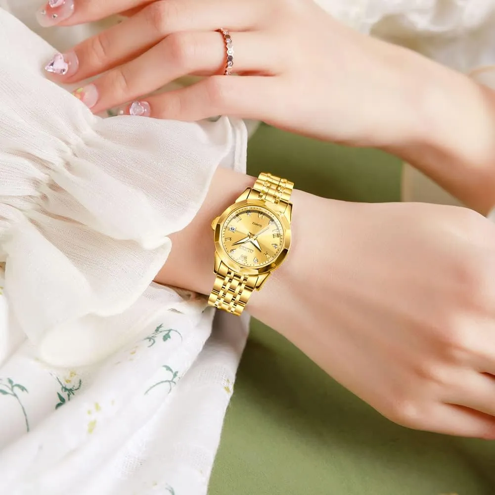 Womens Watch Fashion Dress Diamond Female Watches for Ladies Analog Quartz Stainless Steel Waterproof Luminous Day Date Two Tone synthesize realm Mississippi electron Wristwatch OLEVS 