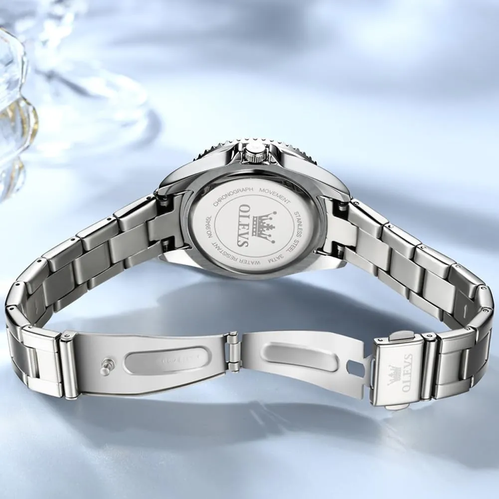 Womens Watches Diamond dawn rim combustible finish Luxury Dress Gold Wrist Watch Stainless Steel Waterproof Luminous Date OLEVS 
