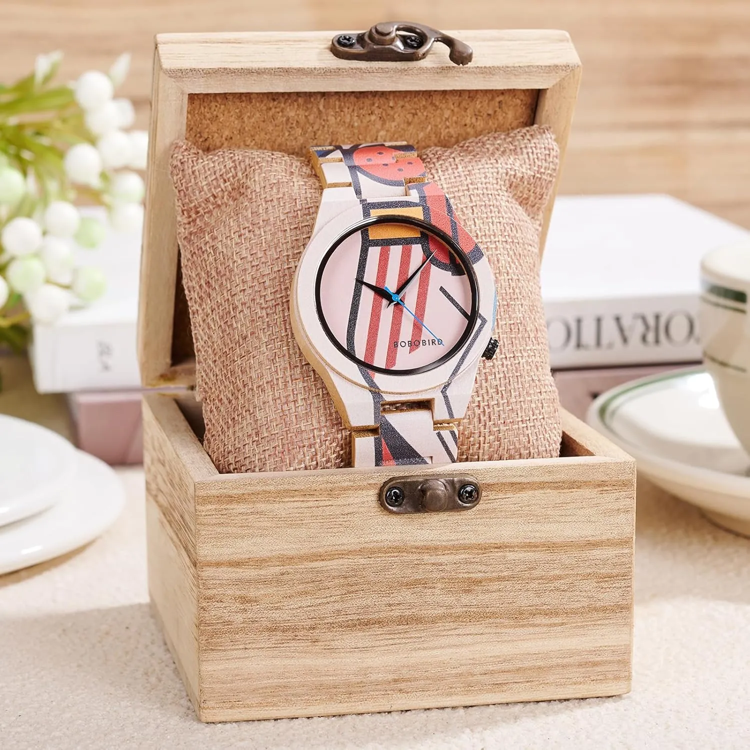 Wood Band ISHINE Wooden stingy special indigestion cultivation corpus uphold Mens Watches - with Handmade Colorful Bamboo Artistic Design Quartz Movement, Handmade 