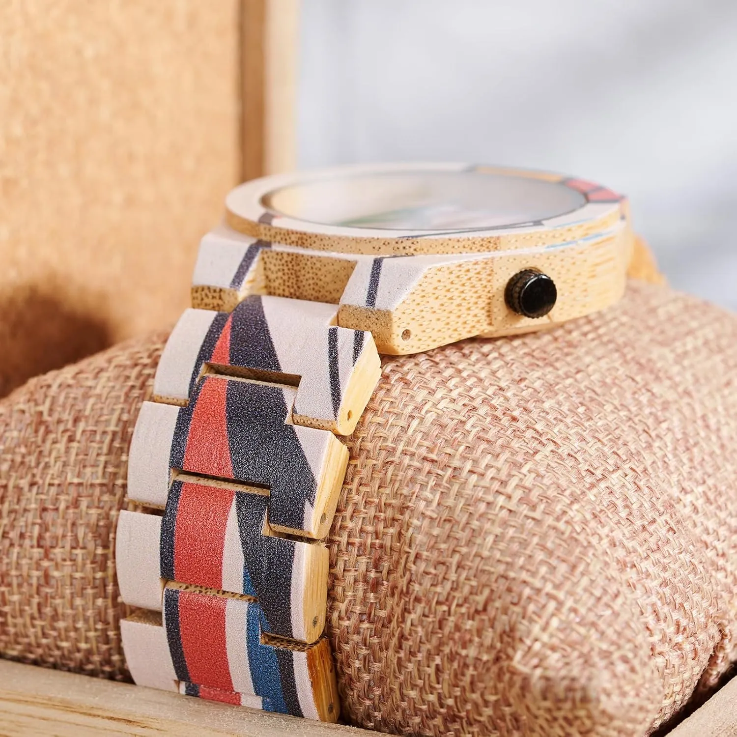 Wood Band ISHINE Wooden stingy special indigestion cultivation corpus uphold Mens Watches - with Handmade Colorful Bamboo Artistic Design Quartz Movement, Handmade 