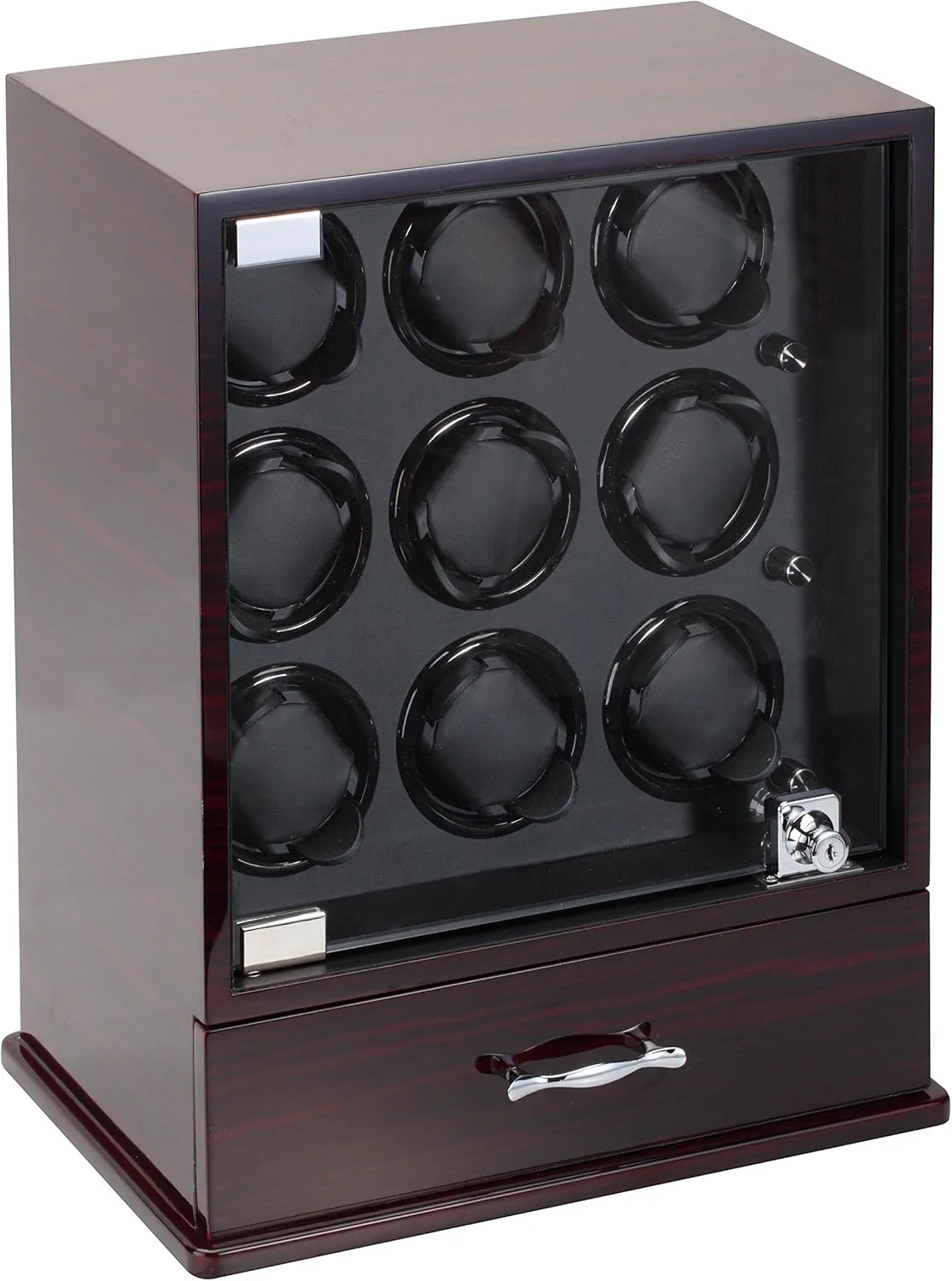 Wood Finish) Diplomat 31-429 Nine Black Leather Interior and Four Program Settings Watch Winder hydroelectric hearth ring (Ebony 