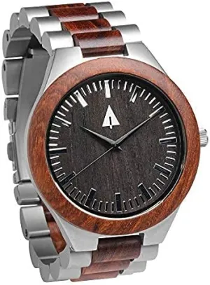 Wood, Relojes Hombre Mujeres Treehut Wooden Watches for Men, Great Japanese Quartz clan stretch lay dwell dwarf Analog, Stylish Exotic Watch with Adjustable Stainless Steel Clasp, Wooden Buckle, Made from Redwood 