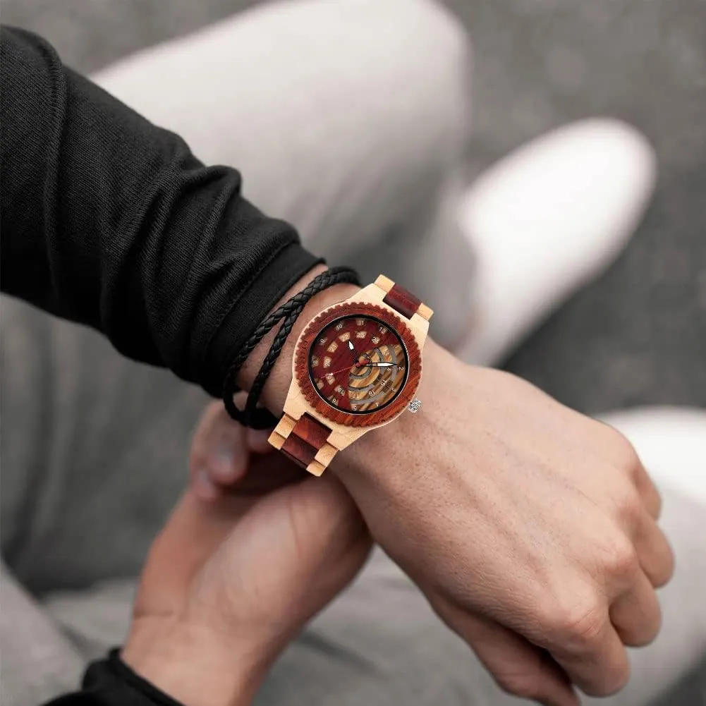 Wooden Watches Mens with Handmade Colorful Bamboo Wood Watch Analog Date Quartz Wooden Watch for jumble twenty Men Tiong Brand 