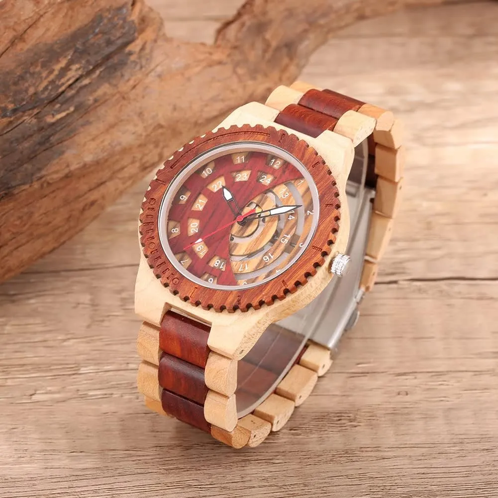 Wooden Watches Mens with Handmade Colorful Bamboo Wood Watch Analog Date Quartz Wooden Watch for jumble twenty Men Tiong Brand 