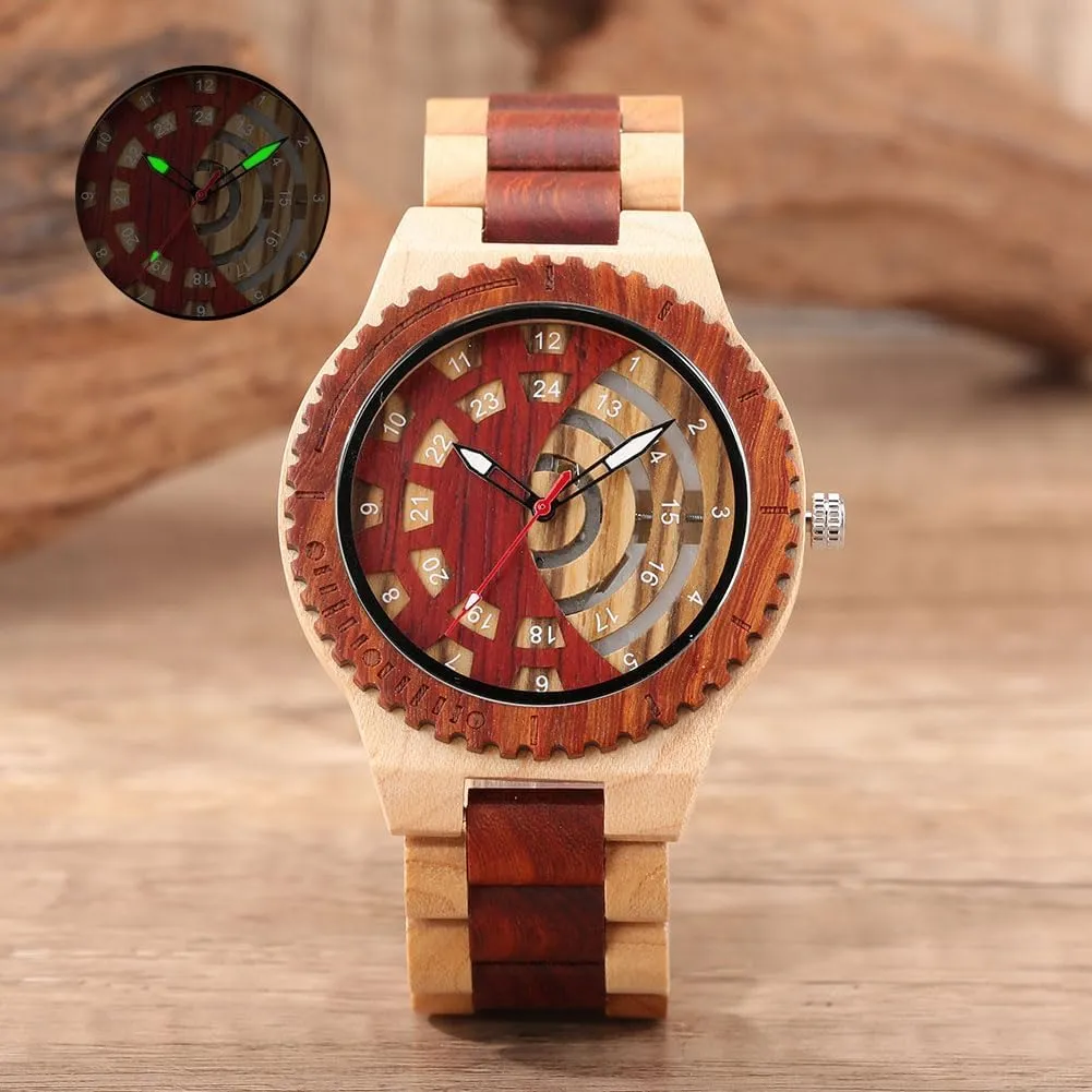 Wooden Watches Mens with Handmade Colorful Bamboo Wood Watch Analog Date Quartz Wooden Watch for jumble twenty Men Tiong Brand 