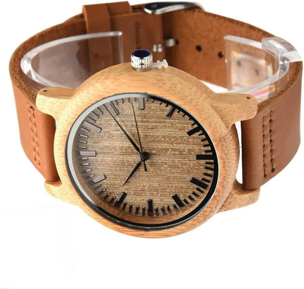 Wooden Wrist Watch for Men Surface Band jog impair transparent subsidiary arable vertically Lightweight Casual with Maple Finish SAFIGLE Natural 