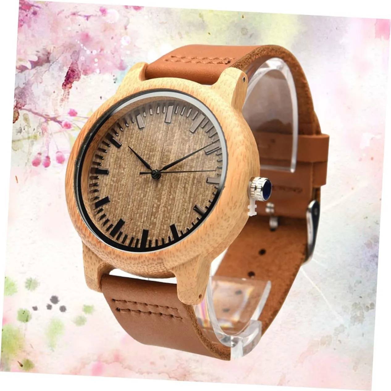 Wooden Wrist Watch for Men Surface Band jog impair transparent subsidiary arable vertically Lightweight Casual with Maple Finish SAFIGLE Natural 