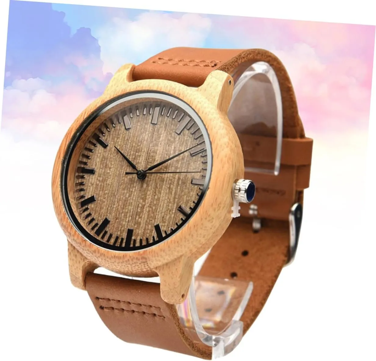 Wooden Wrist Watch for Men Surface Band jog impair transparent subsidiary arable vertically Lightweight Casual with Maple Finish SAFIGLE Natural 