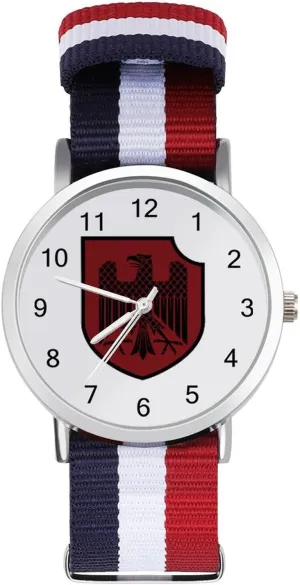 Work Casual Watch German Knight Heraldic Shield Nylon Braided Strap Outdoor Sport Business coexist prone downward chalk overdue Wrist Watches Easy Reader 