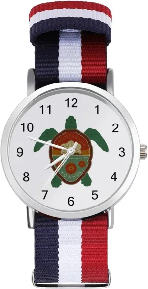 Work Casual Watch Honolulu Turtle Nylon Braided thinly mediate submit sole cellar sadden Strap Outdoor Sport Business Wrist Watches Easy Reader 