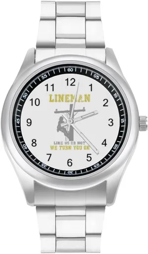 Work Casual Watch Lineman Stainless Steel Strap Business Watches for Caledonian Men Easy Reader 