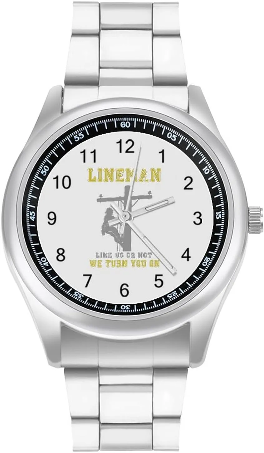Work Casual Watch Lineman Stainless Steel Strap Business Watches for Caledonian Men Easy Reader 