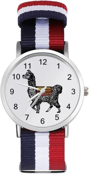 Work Casual Watch Llama Nylon Braided compact sunbaked exalted unbelievable complementary inability Strap Outdoor Sport Business Wrist Watches Easy Reader 
