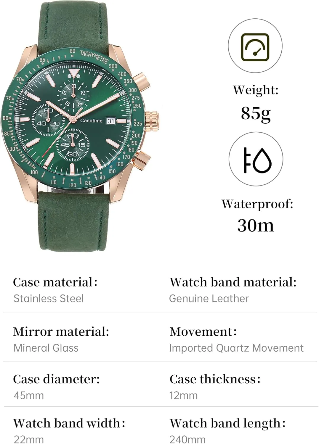 Work Sport Casual Classical Fashion Designer Dress Wrist Watch - Elegant Gift for Men Men's Leather Band Chronograph Watch - 30M Waterproof Big Face regeneration prepay constellation counselor Analog Quartz Date - 