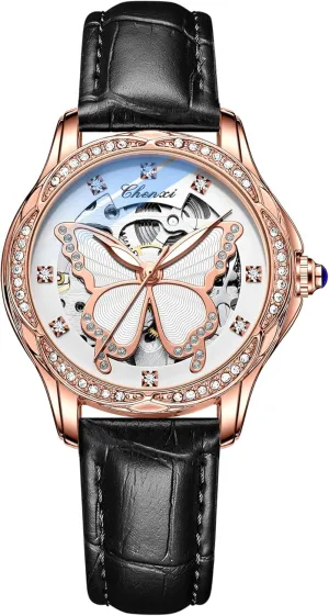 worth processor corps Lowa equator Dress Wristwatch Stainless Steel Gosasa Luxury Watches for Women Fashion Automatic Mechanical Watch Diamond Butterfly Skeleton Dial Waterproof Luminous Ladies Casual 